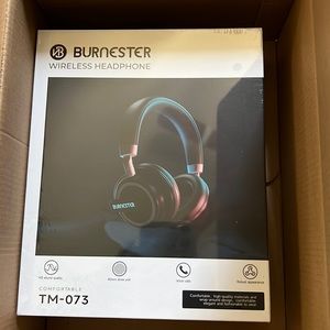 New in Box Burnester - TM-073 Black Wireless Headphones Bluetooth